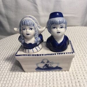 Vintage Delft Blue Dutch Boy and Girl Salt & Pepper Shakers